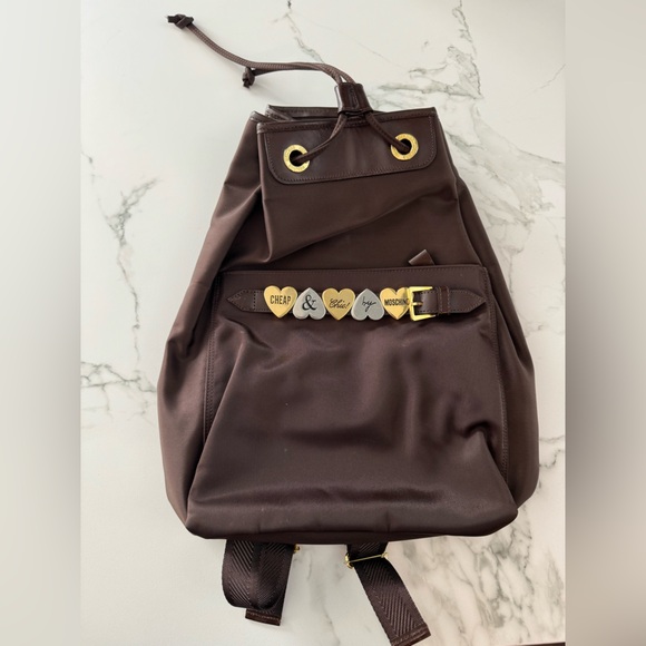 Moschino Vintage Heart Charm Nylon Backpack - Picture 1 of 6